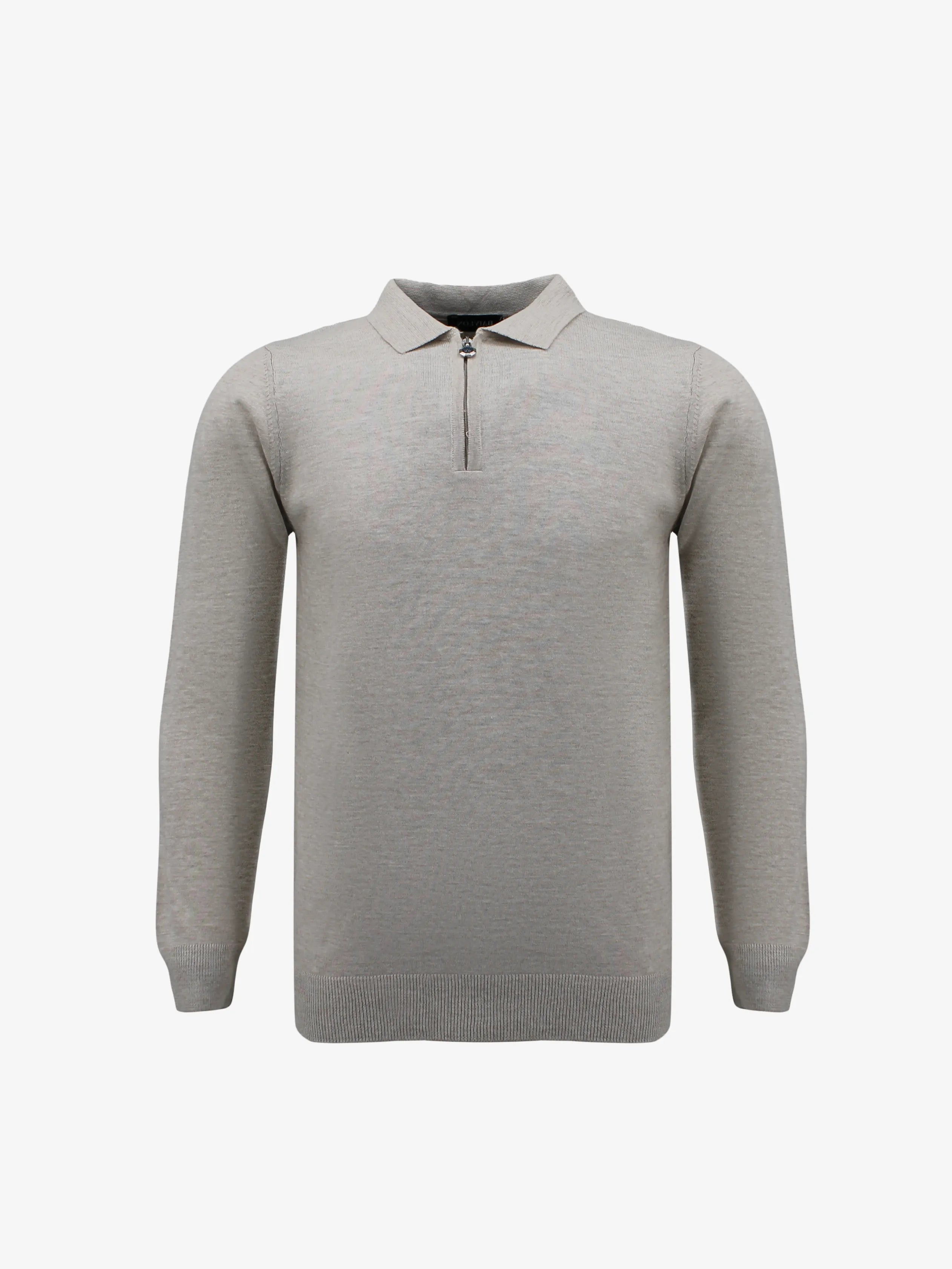 Wool Blend Long-Sleeved Polo