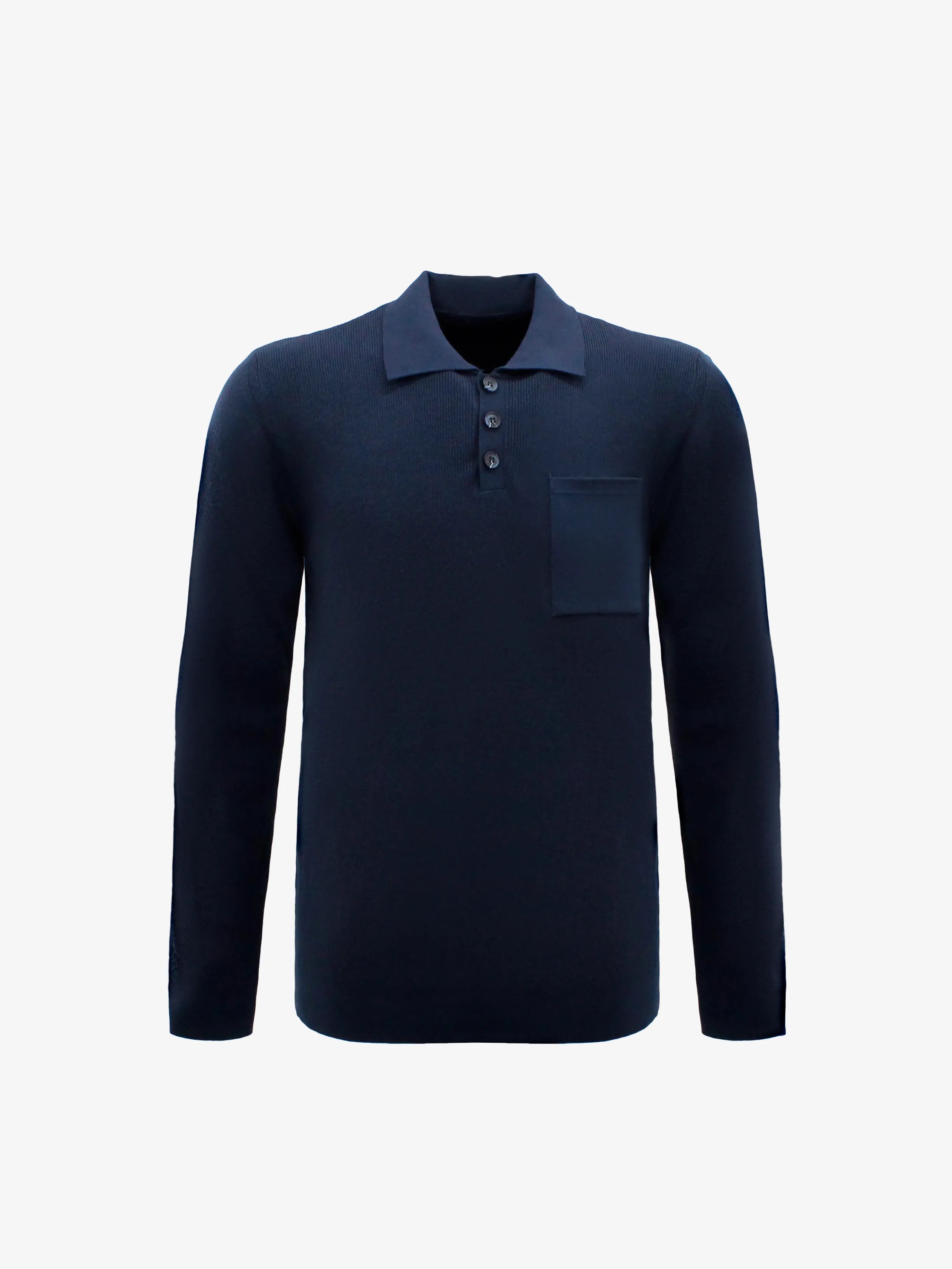 Fine Knitted Longe Sleeve Polo Pullover