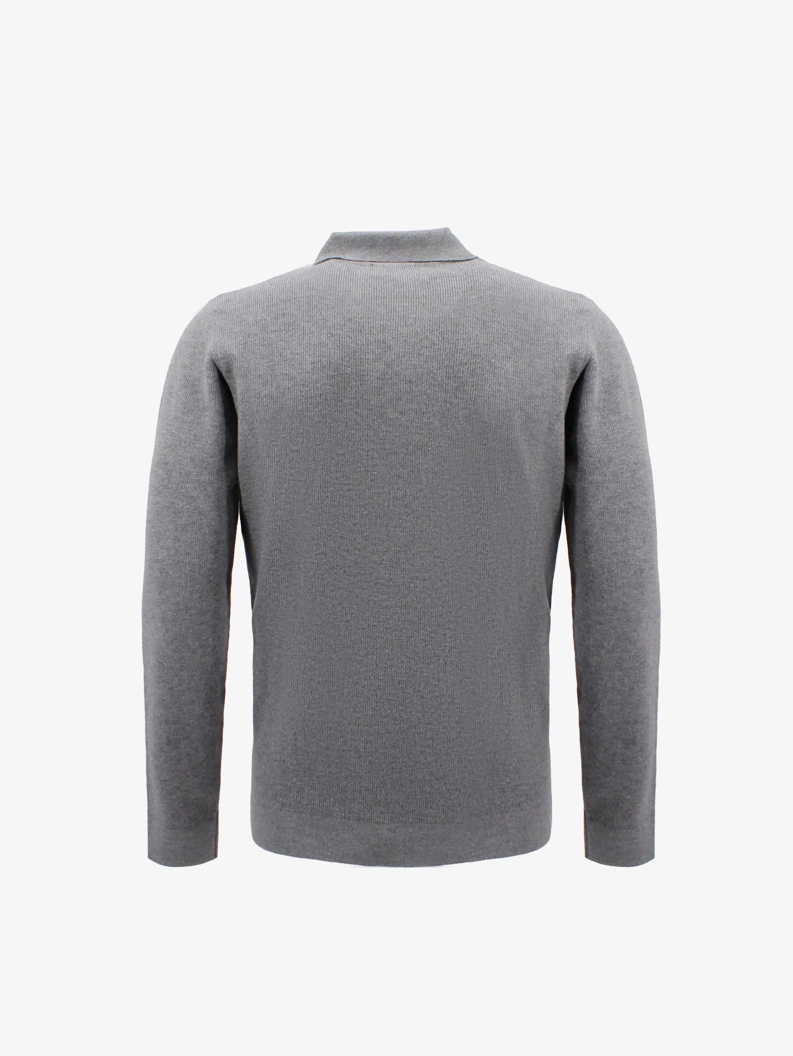 Fine Knitted Longe Sleeve Polo Pullover