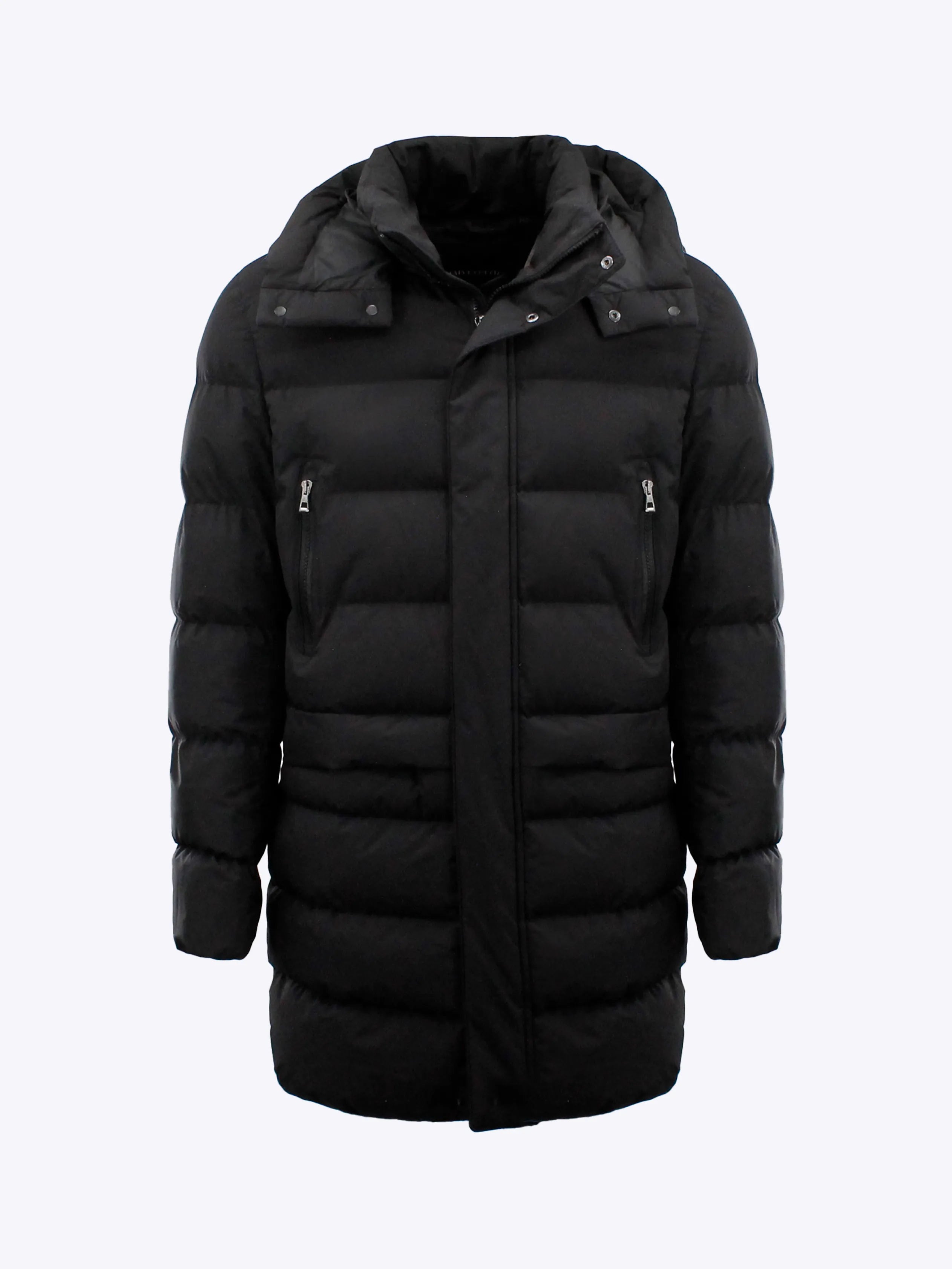 Lange puffer jack met afneembaar capuchon