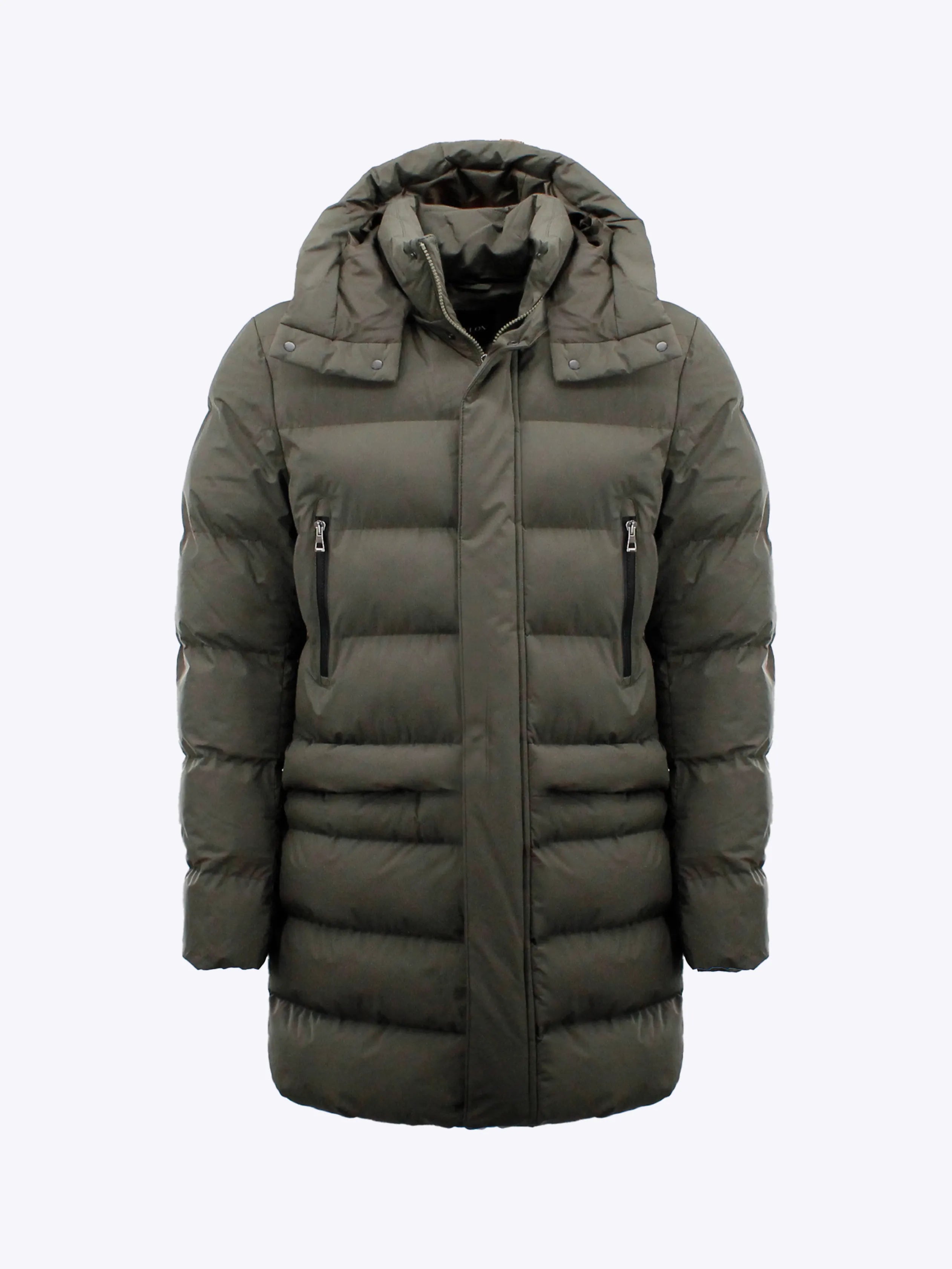 Lange puffer jack met afneembaar capuchon